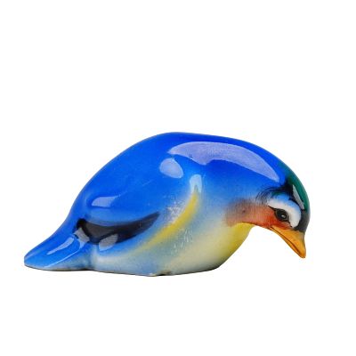 Royal Doulton Bird Figurine, Fledgling HN137B. Style two, blue and yellow coloration with black 