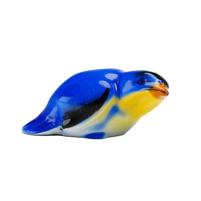 Royal Doulton Bird Figurine, Fledgling HN145A. Style one, blue and yellow coloration with black 
