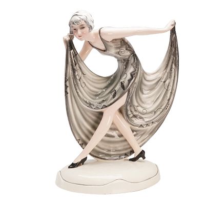Goldscheider Figurine by Josef Lorenzl, Dancer in a Stooped Pose. An elegant Goldscheider Art 