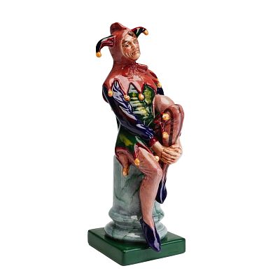 Royal Doulton Artists Copy Figurine with Rare Bottle Green Base, The Jester HN2016. This Royal 