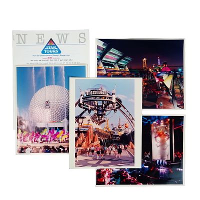5pc Original Walt Disney World Tomorrowland and George Lucas Press Photos and Releases. This 