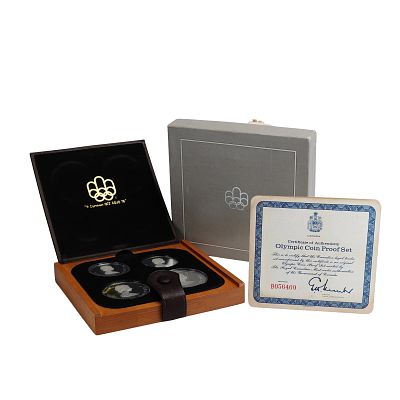 1973 Canadian 1976 Montreal Summer Olympics Sterling Silver Coin Set. This four-piece sterling 