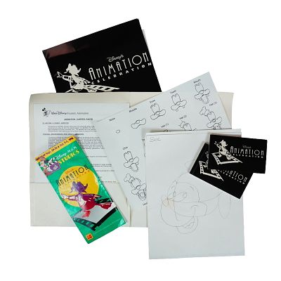 1996 Disney Animation Celebration Workshop Folder, Guide Map, and Flip Books. Presented are two 