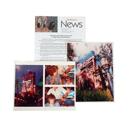 3pc Walt Disney World Twilight Zone Tower of Terror Press Photos and Press Release. A collection 
