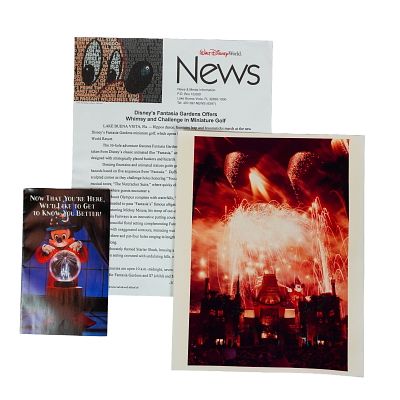 3pc Collection of Walt Disney World Fantasia Memorabilia. This collection features a pamphlet 