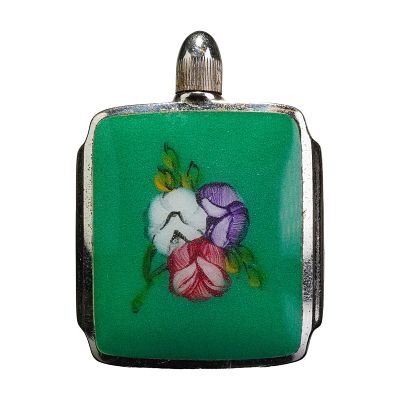 Sterling Silver and Enamel Floral Snuff Bottle. A sterling silver and enamel snuff bottle 