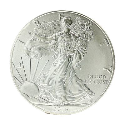2016 U.S. American Silver Eagle One Dollar Coin. Designed with Obverse of Walking Liberty with 