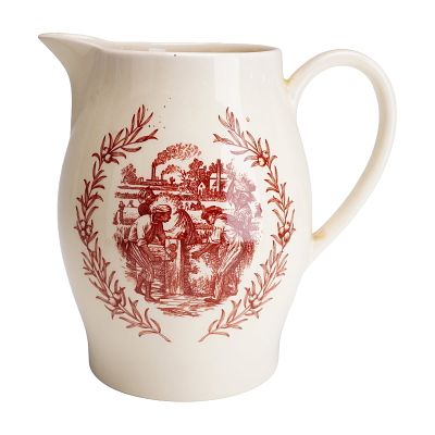 Wedgwood Collector's Society This Is No Humbug Pitcher. This cream-colored ceramic pitcher was 