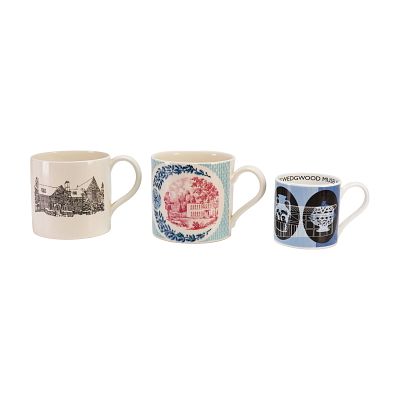 Three Wedgwood Commemorative Earthenware and Bone China Mugs. A set of three Wedgwood 