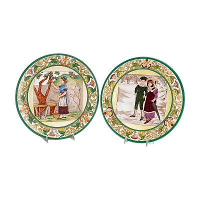 Two Wedgwood Etruria England Florentine Pattern Month Plates, February and September. Two 