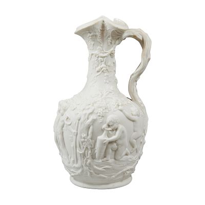 Copeland The Vintage Heavy Relief Parian Claret Jug. A Parian porcelain jug produced by Copeland 
