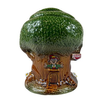 McCoy Keebler Ernie the Elf Tree Cookie Jar. McCoy promotional ceramic cookie jar for Keebler 
