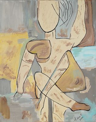 Evelyn E (21st Century), 'Untitled Abstract Figure', (Signed). Evelyn E (21st Century). Acrylic 