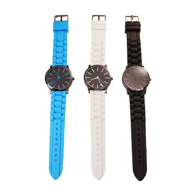 Three Contemporary Stainless Steel Quartz Wristwatches with Silicone Strap. This lot features 