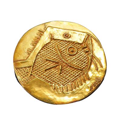 Pierre Hugo & Pablo Picasso 22K Gold Poisson Fish Medallion Pendant 1411. Rare 22K gold Poisson 