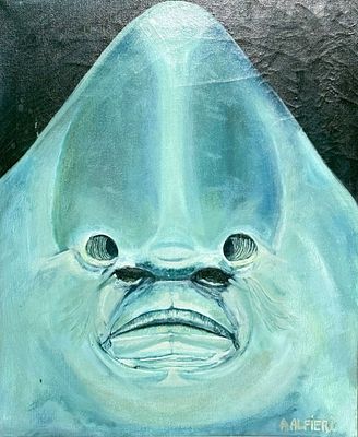 Anthony Alfieri (American, 1926-2017), Oil on Canvas, Guitar Face. Original oil on canvas by 
