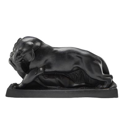 Wedgwood Black Basalt Art Deco Tiger and Buck Sculpture by John Skeaping. This black basalt 
