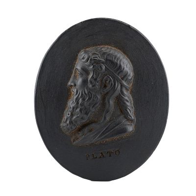 Wedgwood Black Basalt Portrait Medallion of Plato. This oval portrait medallion is crafted from 