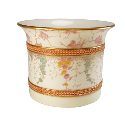 Wedgwood Aesthetic Movement Hand Painted Ceramic Cachepot c 1870. A Victorian era ceramic 