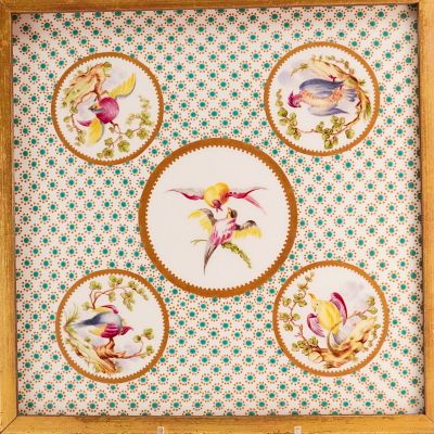 Wedgwood Framed Porcelain Tile with Hand-Painted Exotic Birds. This square Wedgwood porcelain 