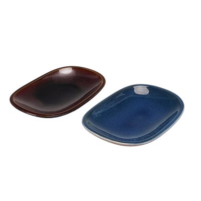 2pc Wedgwood Experimental Glaze Ceramic Dishes. This lot consists of two shallow, oblong ceramic 