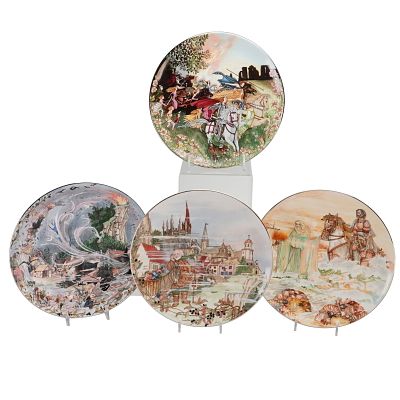 Set of Wedgwood Bone China English Folklore Collector Plates by Jenny Rhodes. A set of bone 