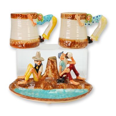 3pc Paul Webb Imperial Porcelain Figural Ceramic Set, Mountain Boys. Paul Webb's Mountain Boys 