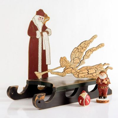 5pc Santa Claus and Angel Christmas Decoration Sets. Three Father Christmas figurines, one 