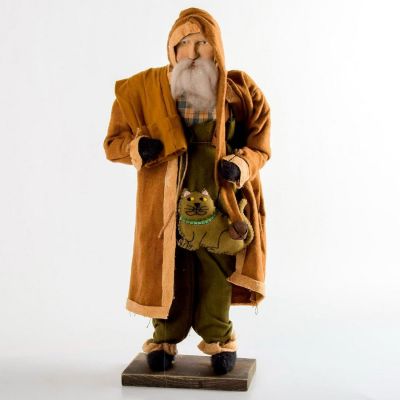 Arnett's Country Store, Large Santa Holding a Cat Doll. Hand crafted 23" tall Santa doll. 