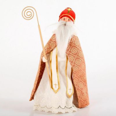 Byers Choice Figurine, The Carolers, St. Nicholas. Handcrafted figure of Saint Nicholas holding 