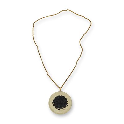 Wedgwood Black and Cream Jasperware Medusa Pendant Necklace. A vintage Wedgwood jasperware 