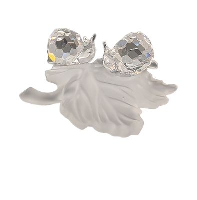 Swarovski Crystal Baby Snails on Leaf Figurine. Swarovski Austrian crystal figurine titled Baby 