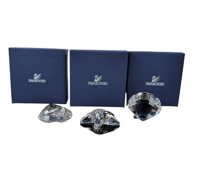 3pc Swarovski Crystal Maritime Figurines. Swarovski trio of maritime-themed figurines in faceted 