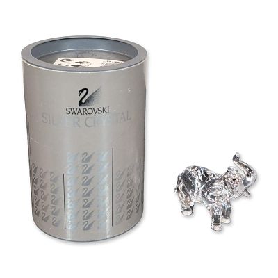 Swarovski Silver Crystal Baby Elephant Figurine. Swarovski Elephant figurine in faceted clear 