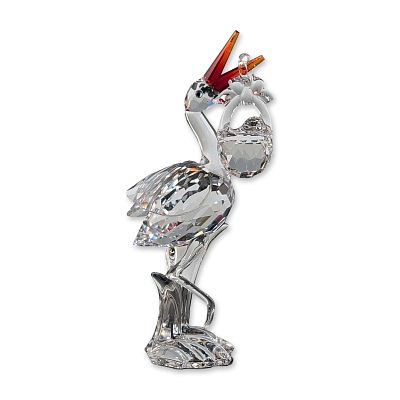 Swarovski Crystal Stork with Baby Figurine. Swarovski Austrian lead crystal figurine depicting a 