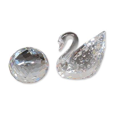 2pc Swarovski Centenary Swan Crystal Figurine Set. Swarovski Silver Crystal Centenary Swan 