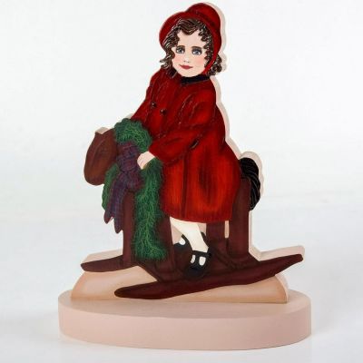 Wolfecraft Originals Wood Figure, Holiday Rocking Horse. Handpainted; little girl in red coat 