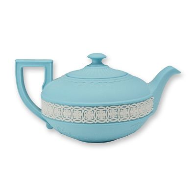 Wedgwood Pale Blue Jasperware Egyptian Collection Miniature Teapot with Lid. This miniature 