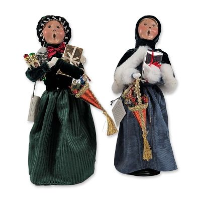 2pc Byers Choice Victorian Style Caroler Figurines. Byers Choice Ltd., pair of handcrafted 