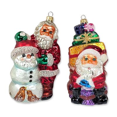 2pc Christopher Radko Blown Glass Santa Ornaments. Christopher Radko. Pair of hand-blown glass 