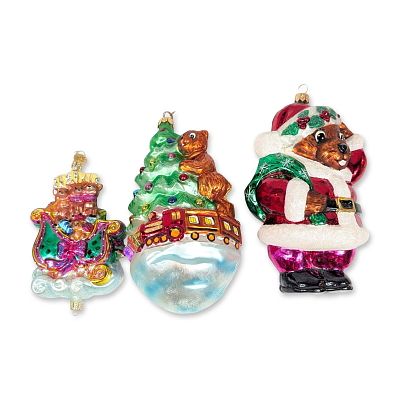 Three Christopher Radko Hand Blown Glass Ornaments. Christopher Radko. Trio of hand-blown glass 