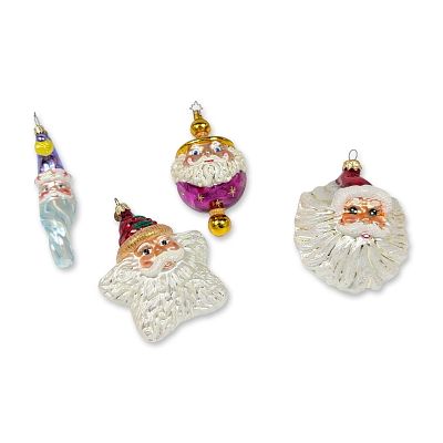 4pc Christopher Radko Glass Santa Ornaments. Christopher Radko. Group of four glass Christmas 