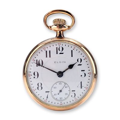 Elgin Gold-Filled 17-Jewel Open-Face Pocket Watch. Elgin National Watch Co. Gold-filled case by 