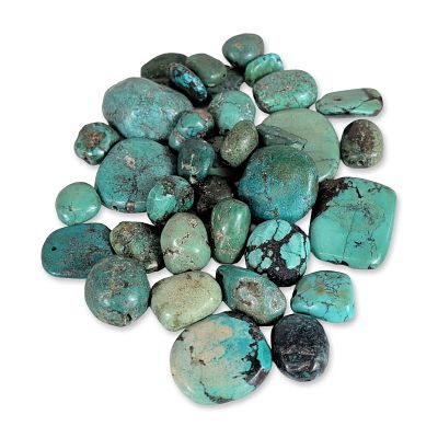 Collection of Approximately 40 Turquoise Beads and Nuggets. An assortment of approximately 40 