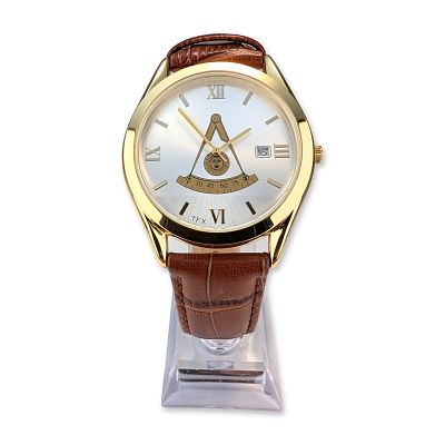 TFX Bulova Masonic Past Master Gold-Tone Wristwatch. TFX distributed by Bulova. Masonic Past 