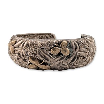 Bill Blass Two-Tone Sterling Silver and 18K Gold Cuff Bracelet. Bill Blass botanical cuff 