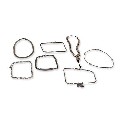 An Assortment of Seven Sterling Silver Bracelets. An assortment of seven sterling silver 