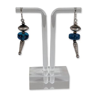 Southwestern Styles Sterling Silver Blue Glass Earrings. Southwestern style drop earrings in 