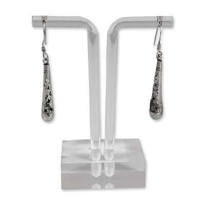 Pair of Mexican Sterling Silver Celestial Drop Earrings. Mexican sterling silver drop earrings 