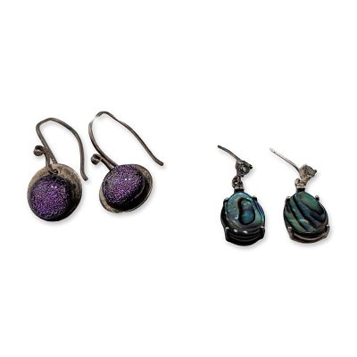 Two Pairs of Sterling Silver Drop Earrings. Two pairs of matched sterling silver dangle 